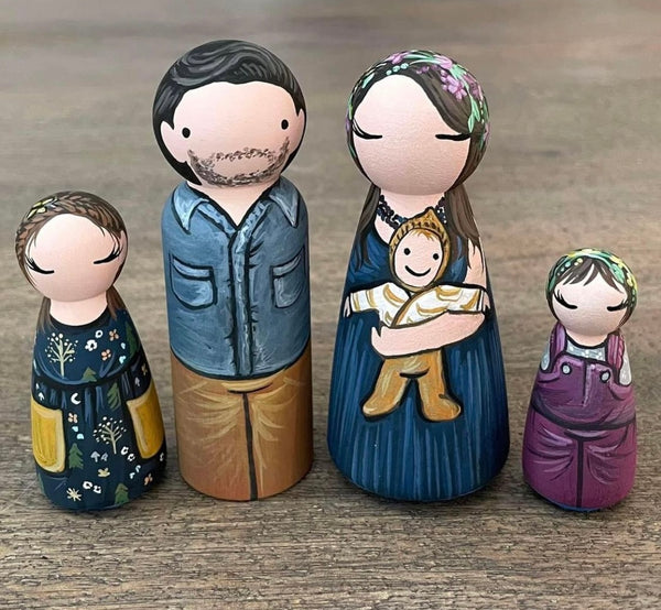 Family Peg Dolls neurographic with pets